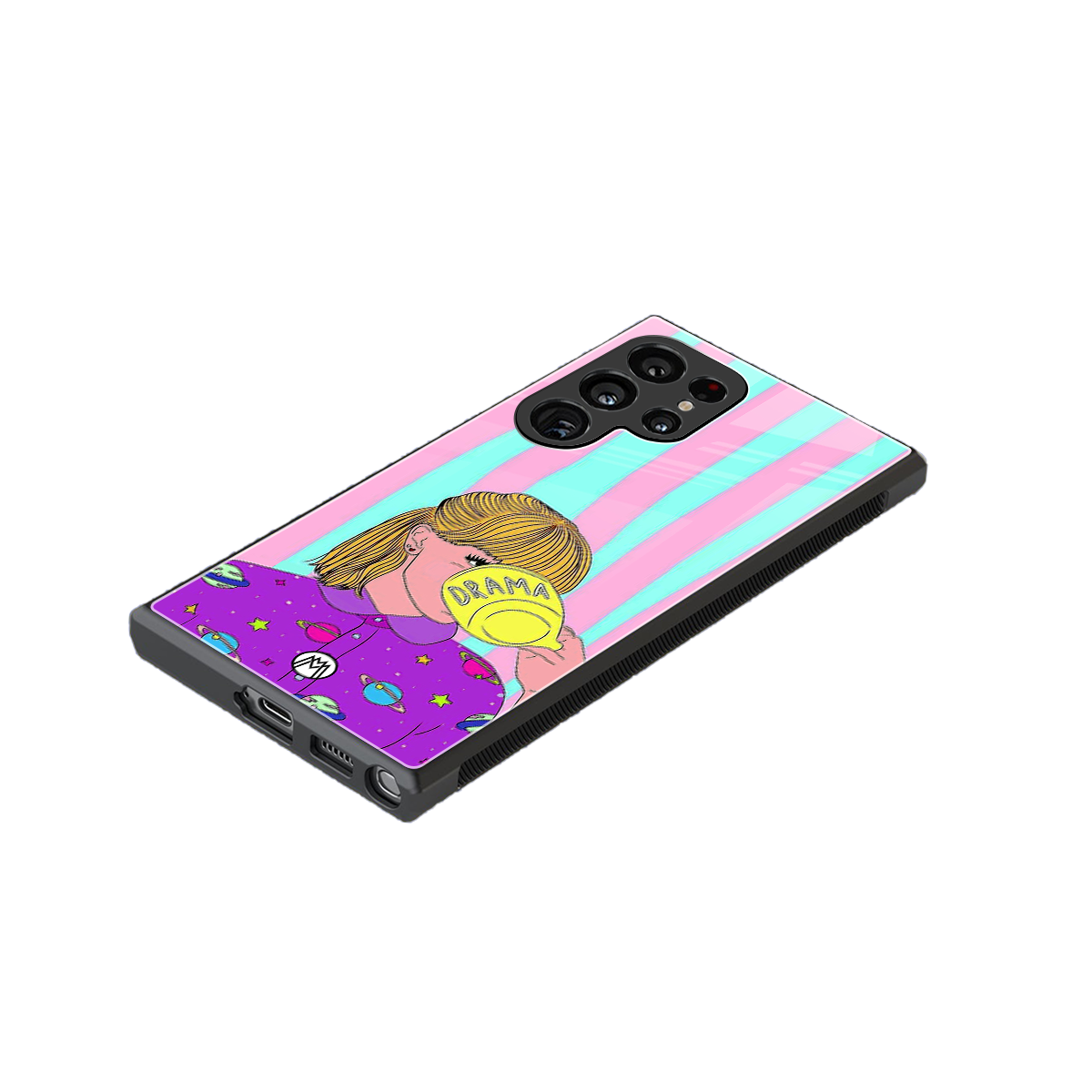 dramateacal girl back phone cover | glass case for samsung galaxy s23 ultra