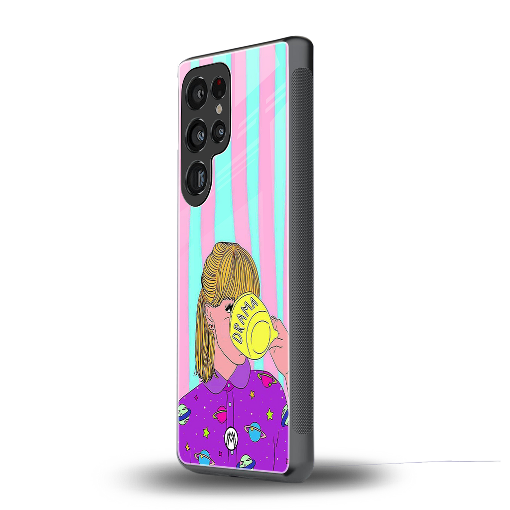 dramateacal girl back phone cover | glass case for samsung galaxy s25 ultra