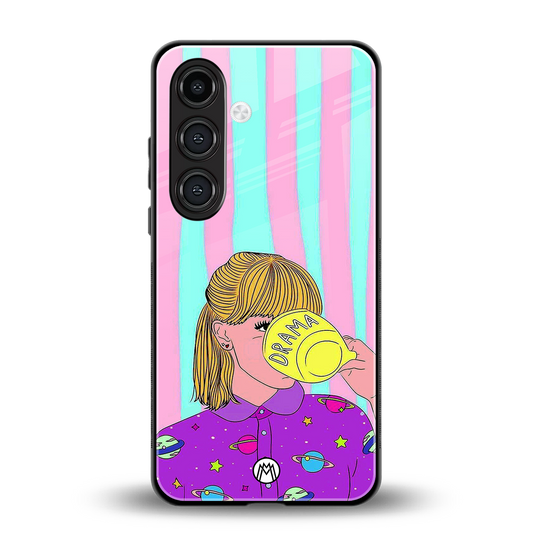 dramateacal girl back phone cover | glass case for samsung galaxy s24 fe