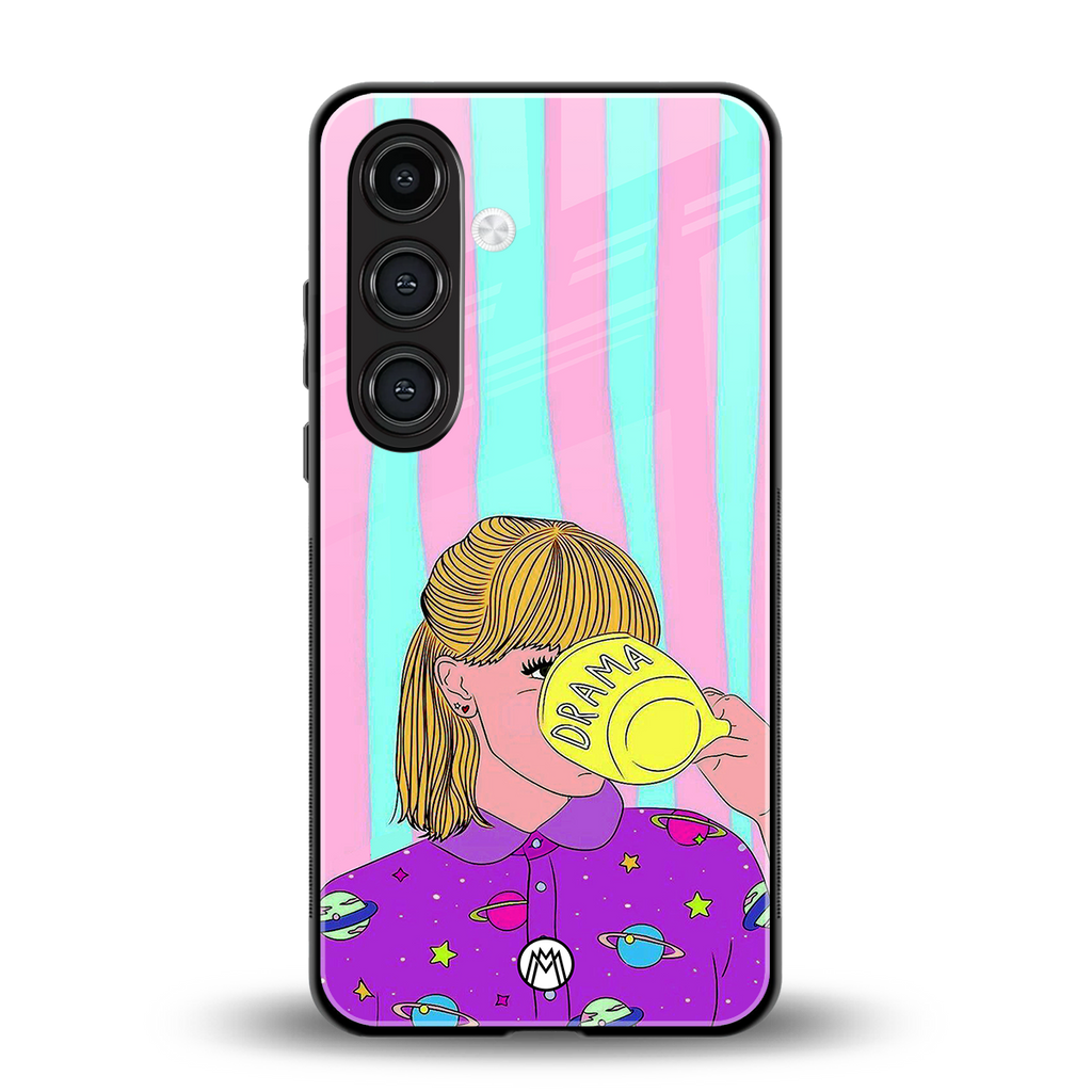 dramateacal girl back phone cover | glass case for samsung galaxy s25 plus