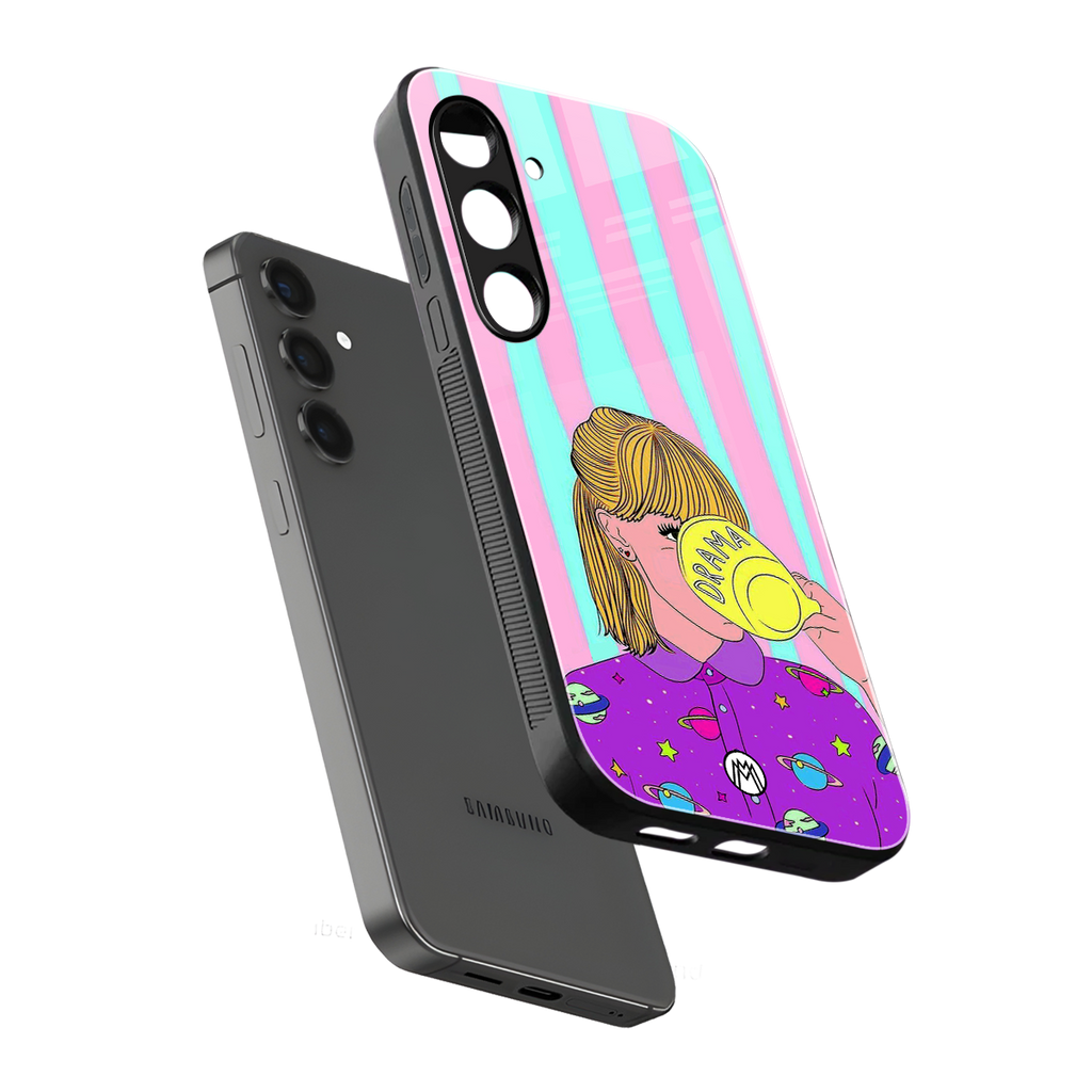 dramateacal girl back phone cover | glass case for samsung galaxy s25 plus