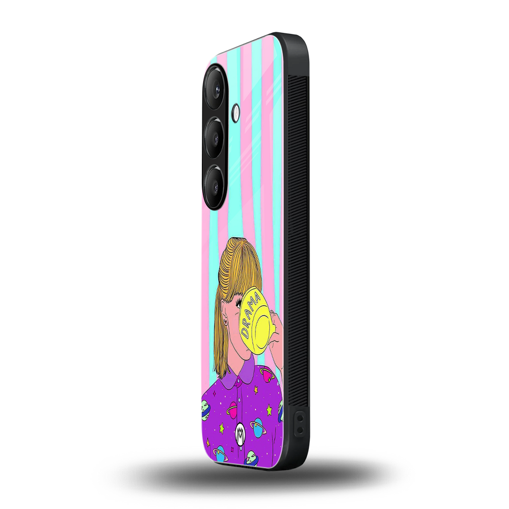 dramateacal girl back phone cover | glass case for samsung galaxy s25
