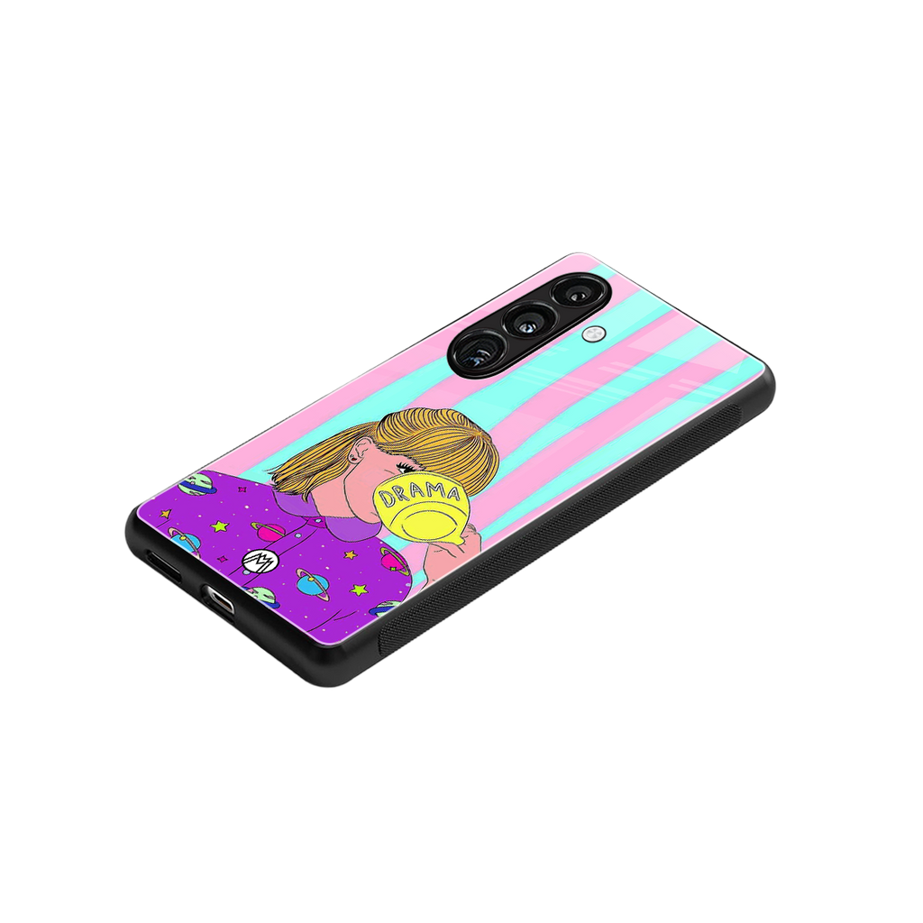 dramateacal girl back phone cover | glass case for samsung galaxy s24 plus