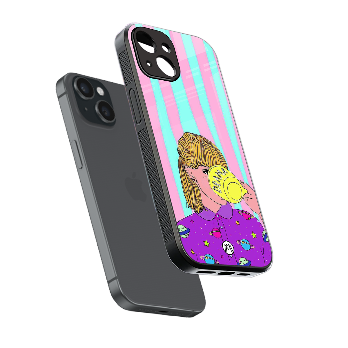 dramateacal girl back phone cover | glass case for iphone 15