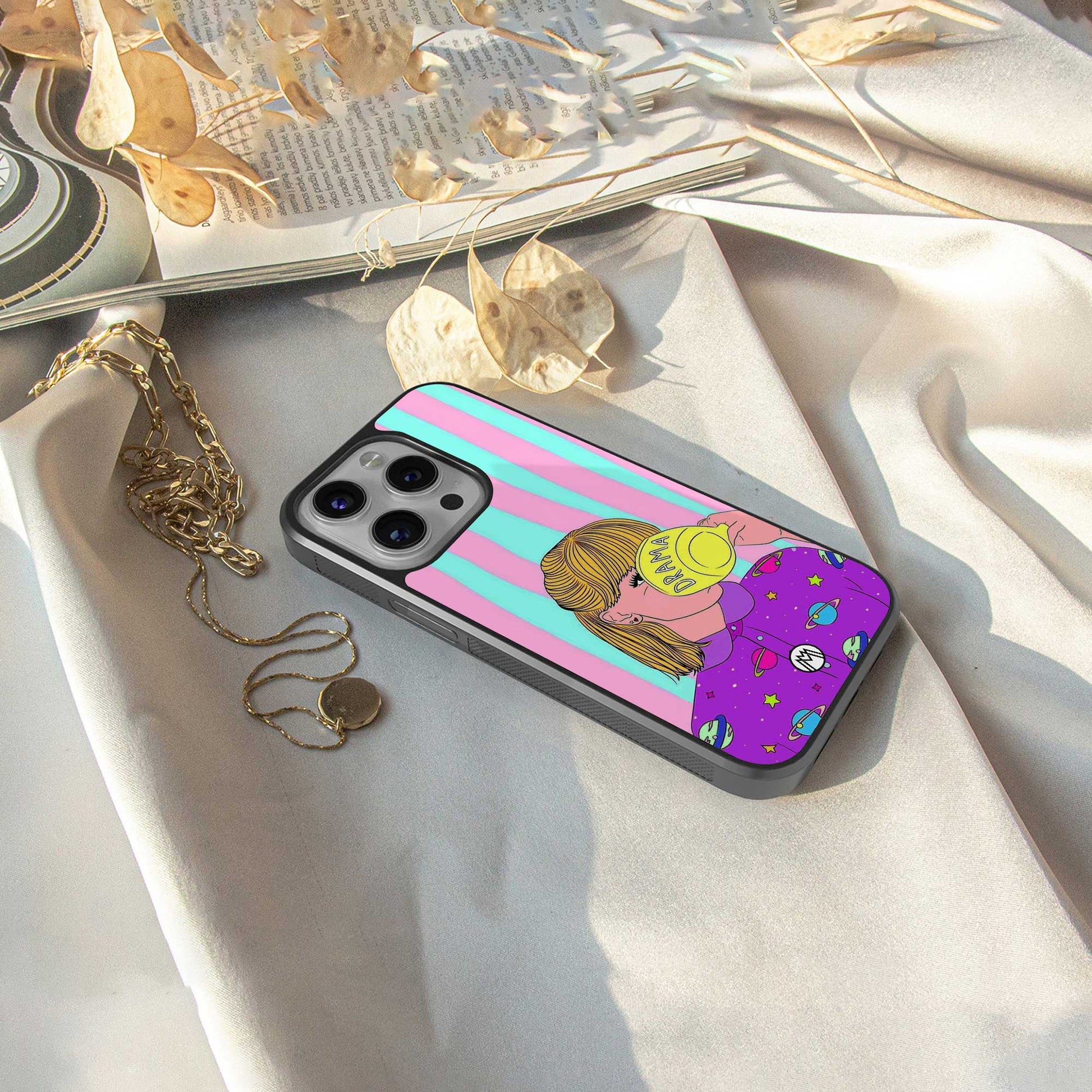 dramateacal girl back phone cover | glass case for iphone 14 pro max