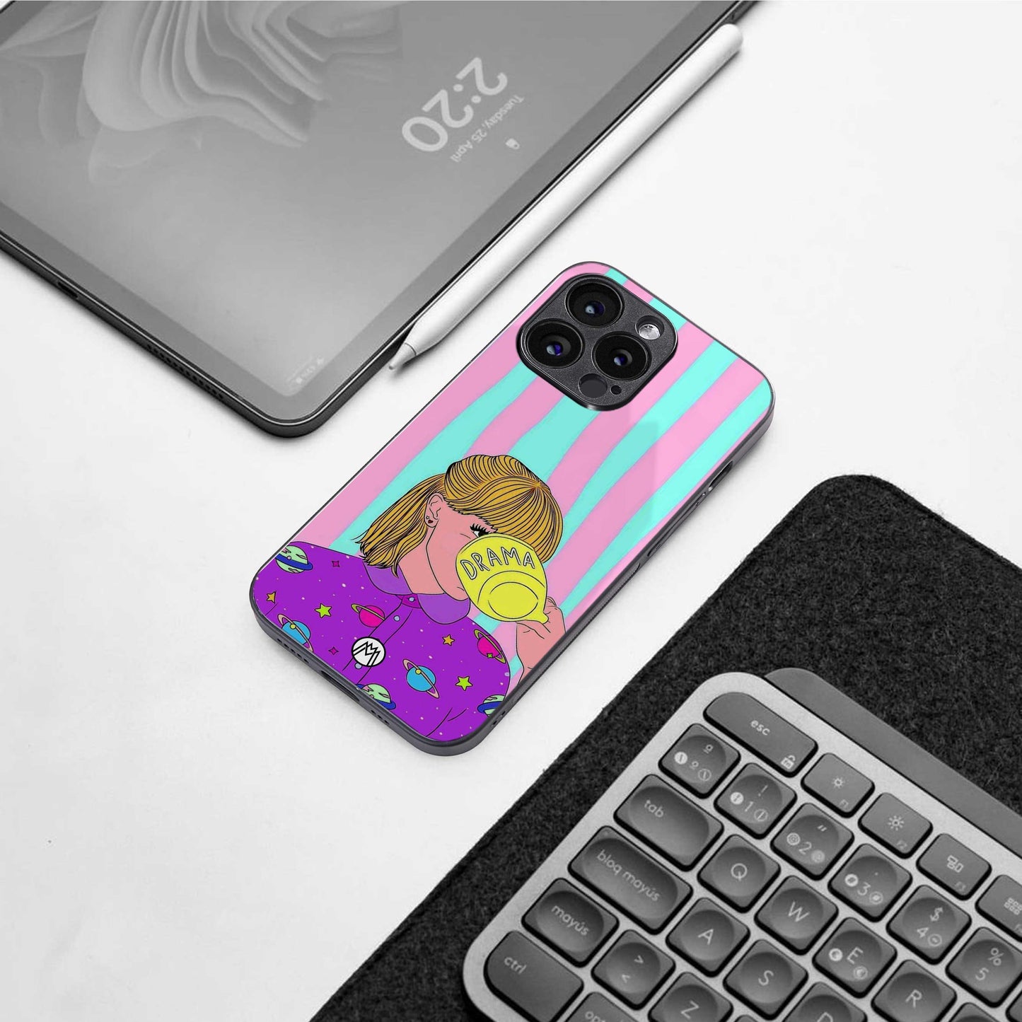 dramateacal girl back phone cover | glass case for iphone 14