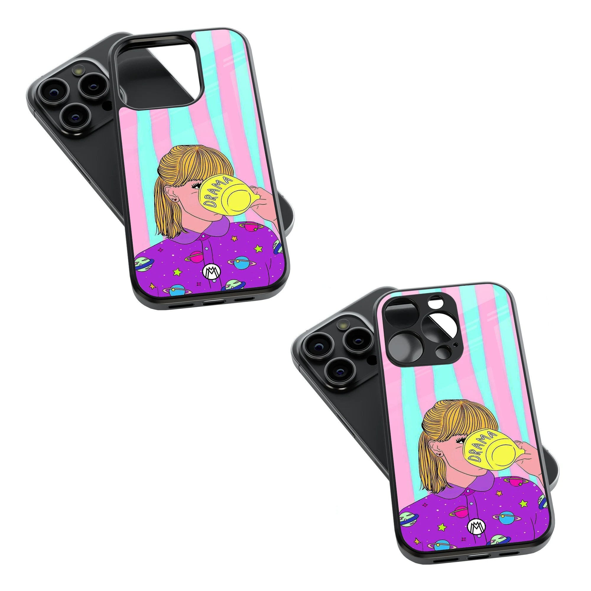 Trendy Glass Back Mobile Case for iPhone, Samsung, Redmi, OnePlus, Google Pixel, Motorola