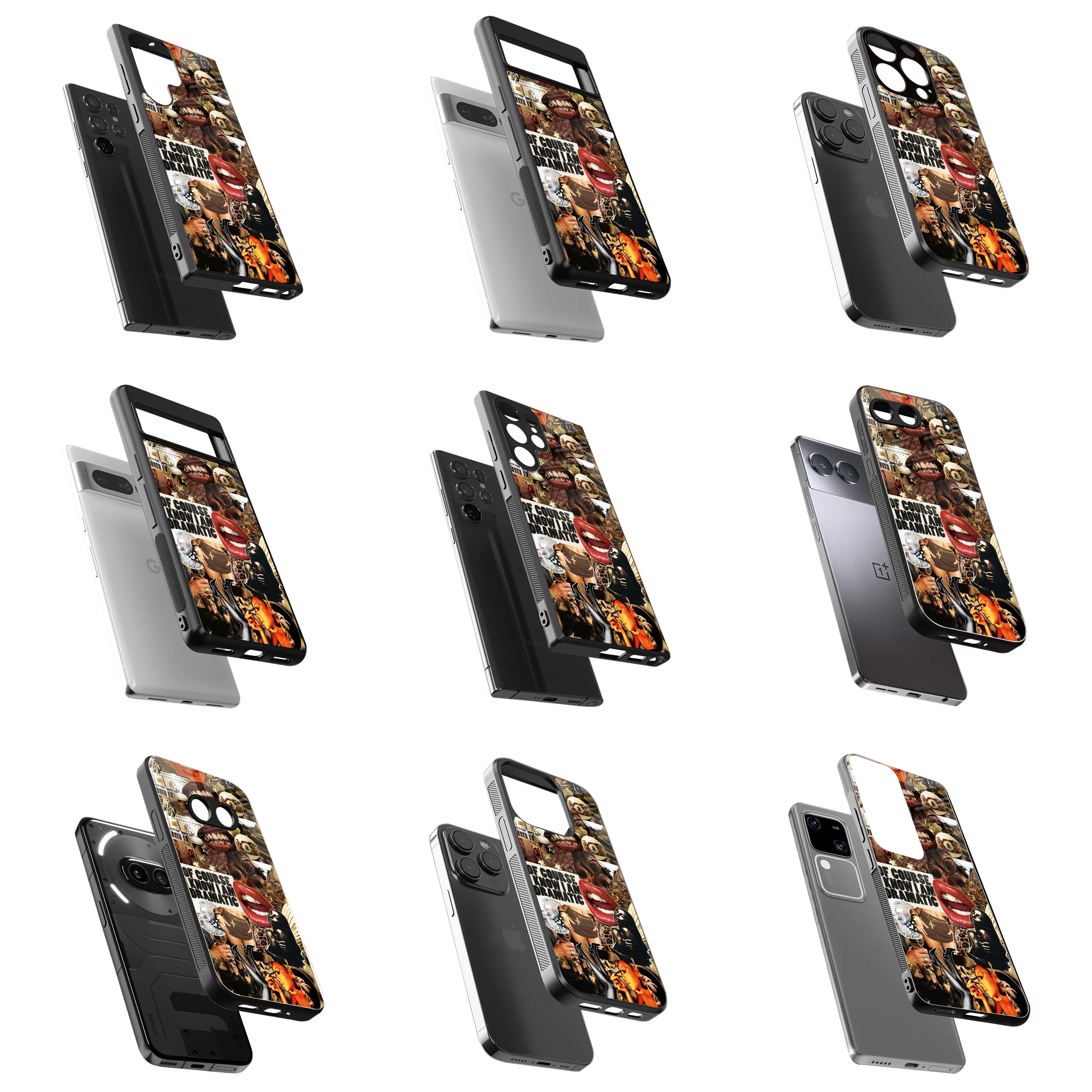 Durable Glass Back Mobile Case for iPhone, Samsung, OnePlus, Google Pixel, Redmi, Vivo, Oppo