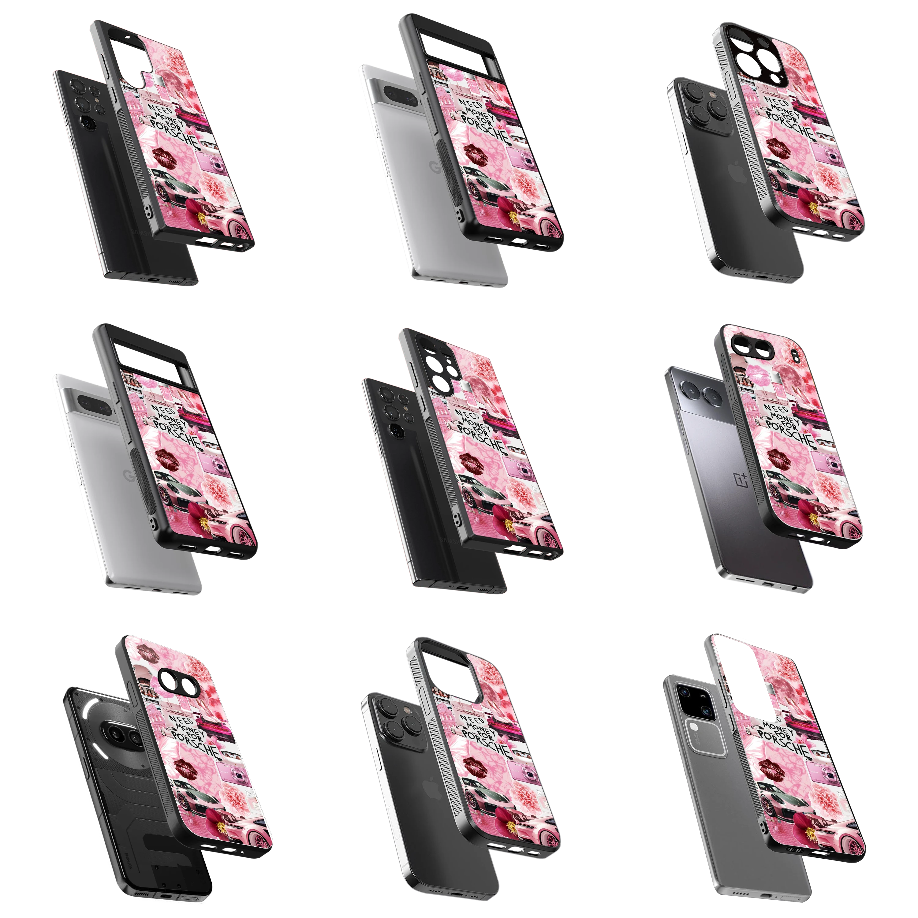 Durable Glass Back Mobile Case for iPhone, Samsung, OnePlus, Google Pixel, Redmi, Vivo, Oppo