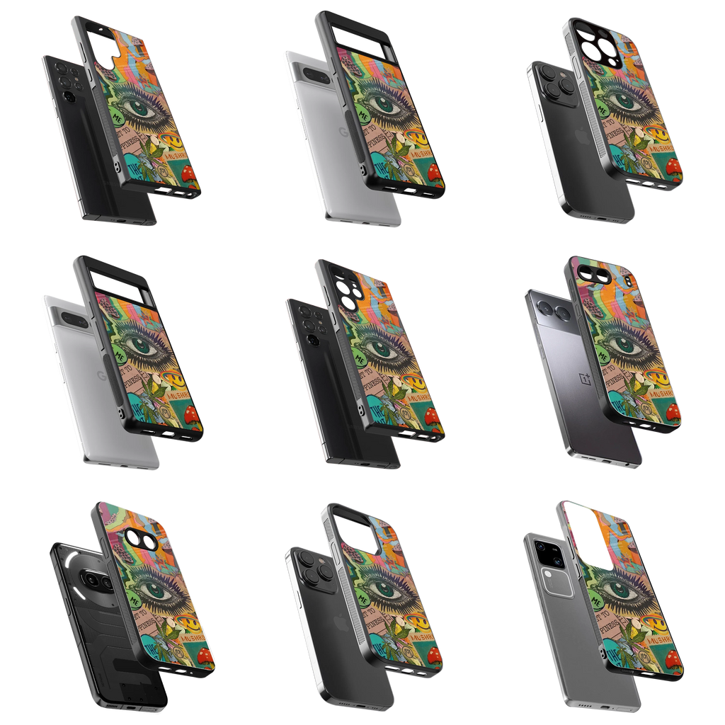 Durable Glass Back Mobile Case for iPhone, Samsung, OnePlus, Google Pixel, Redmi, Vivo, Oppo
