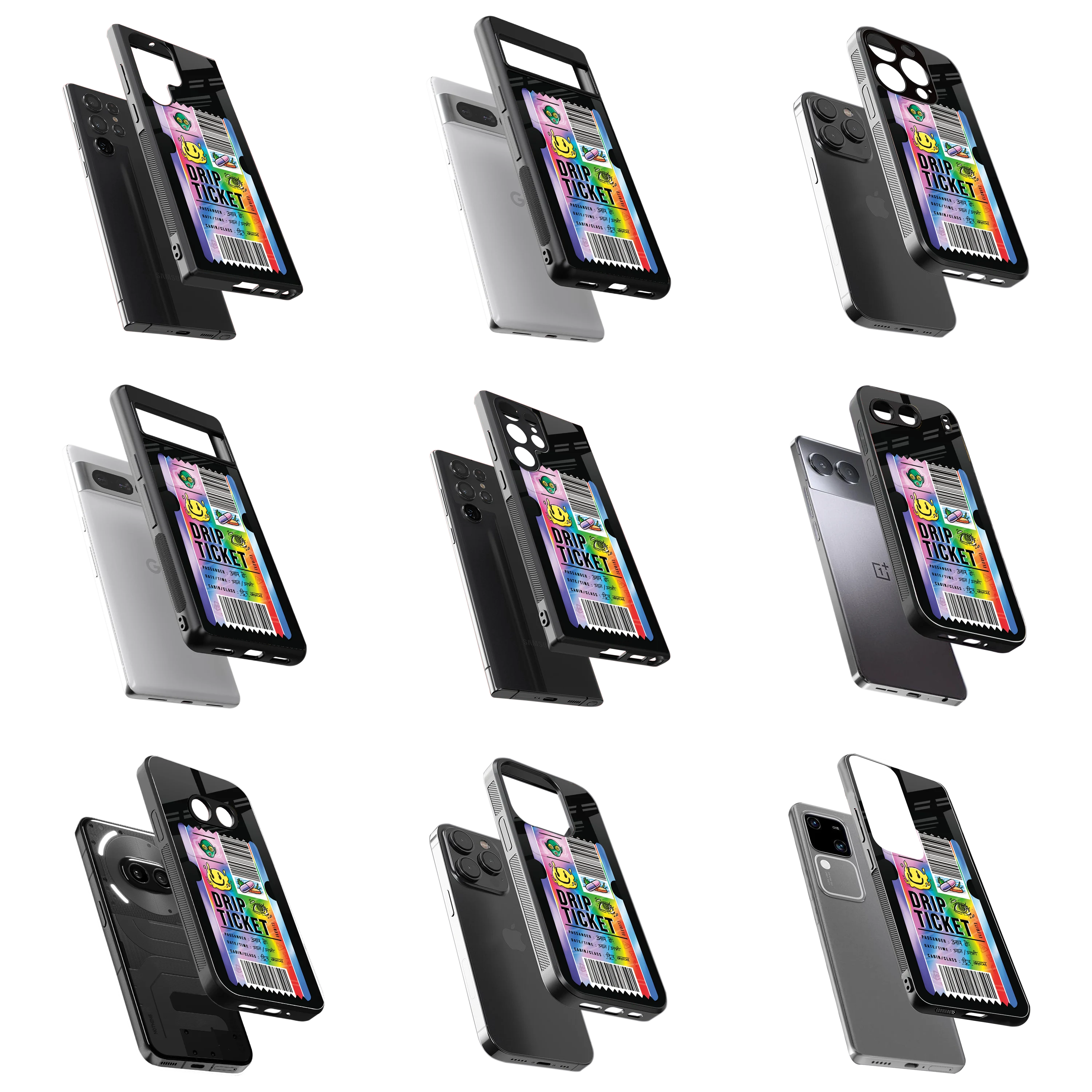 Durable Glass Back Mobile Case for iPhone, Samsung, OnePlus, Google Pixel, Redmi, Vivo, Oppo