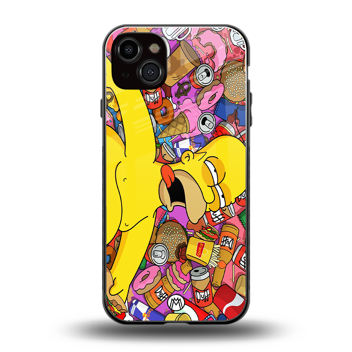 drunk homer simpsons back phone cover | glass case for iphone 15 plus