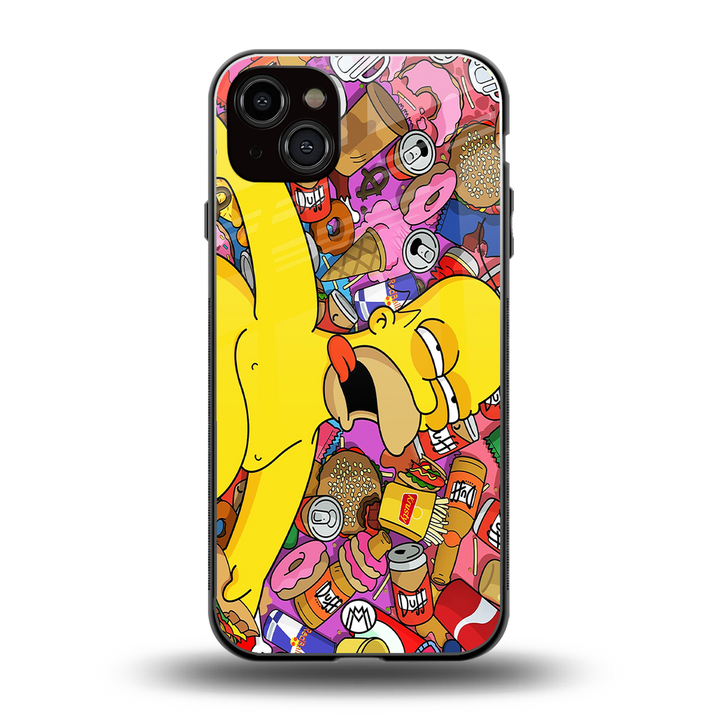 drunk homer simpsons back phone cover | glass case for iphone 14 plus