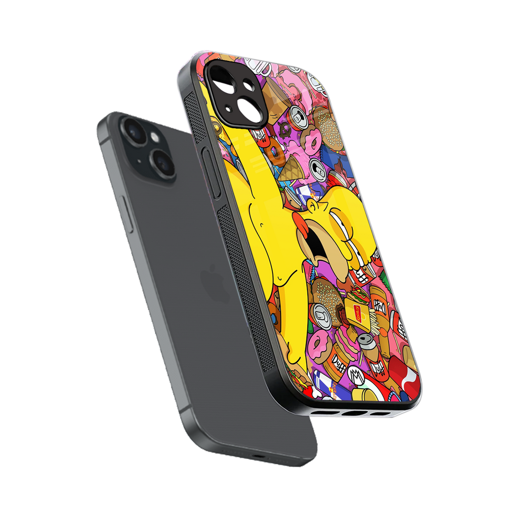 drunk homer simpsons back phone cover | glass case for iphone 15 plus