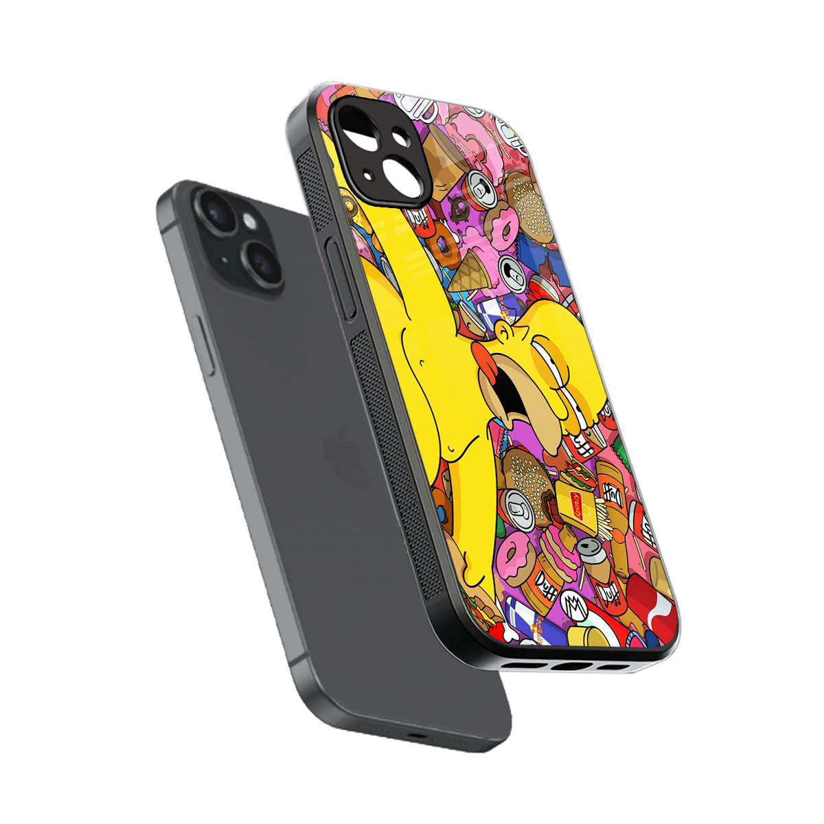 drunk homer simpsons back phone cover | glass case for iphone 15 plus