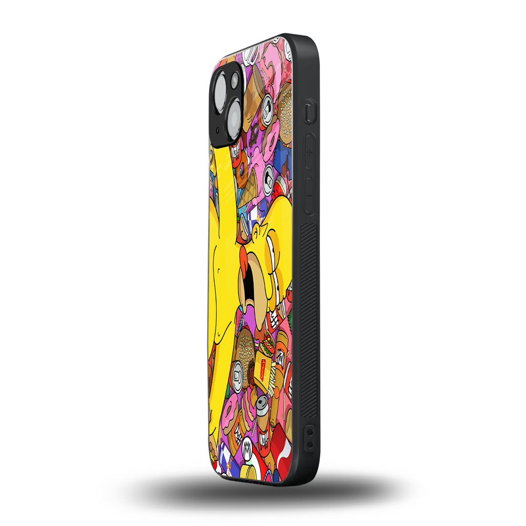 drunk homer simpsons back phone cover | glass case for iphone 14 plus
