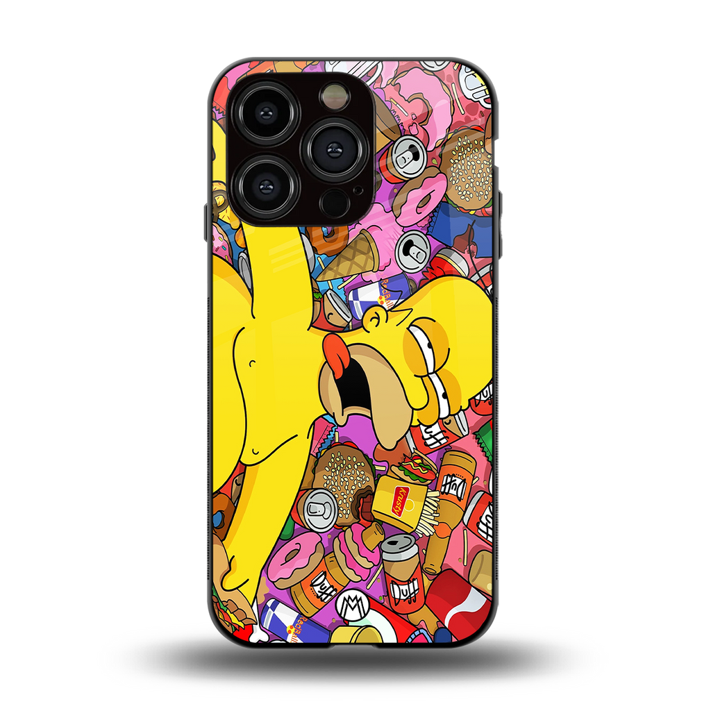 drunk homer simpsons back phone cover | glass case for iphone 15 pro
