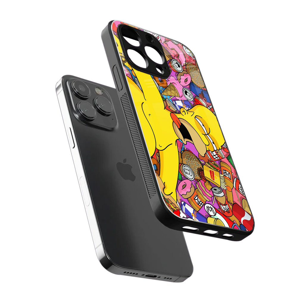 drunk homer simpsons back phone cover | glass case for iphone 15 pro