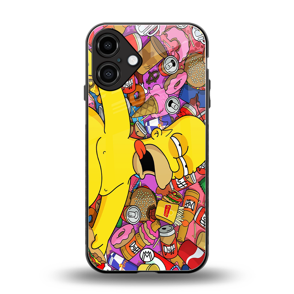 drunk homer simpsons back phone cover | glass case for iphone 16 plus