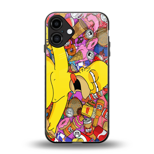 drunk homer simpsons back phone cover | glass case for iphone 16 plus