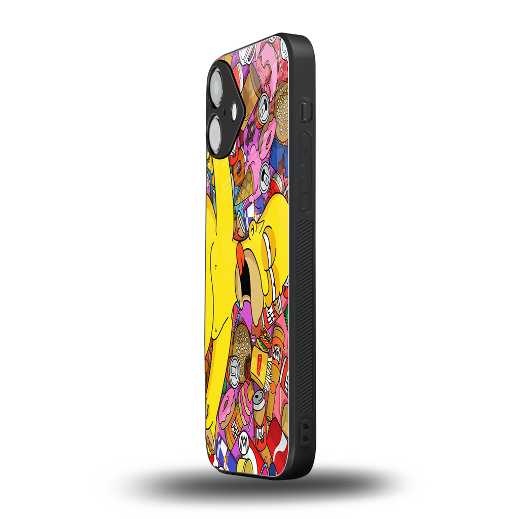 drunk homer simpsons back phone cover | glass case for iphone 16 plus