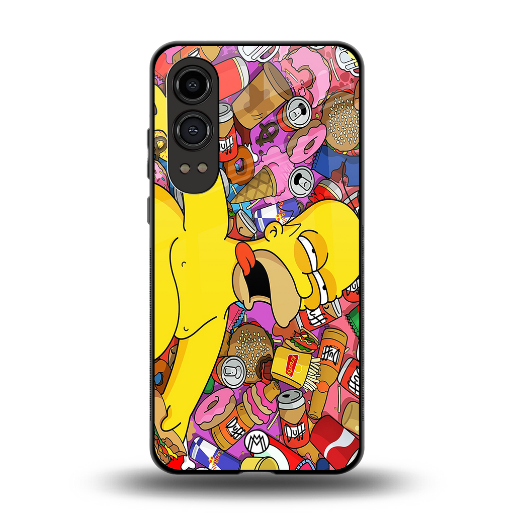 drunk homer simpsons back phone cover | glass case for oneplus nord ce 4 lite
