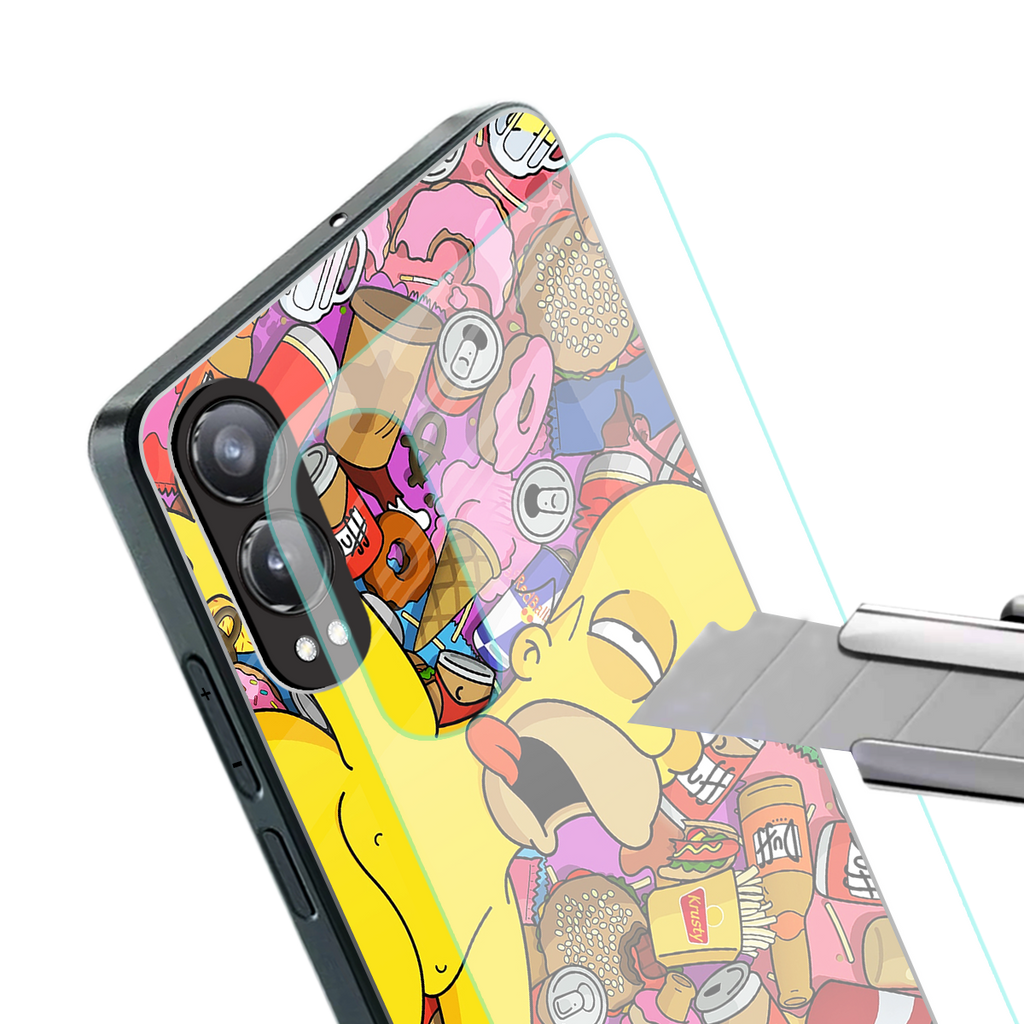 drunk homer simpsons back phone cover | glass case for oneplus nord ce 4 lite