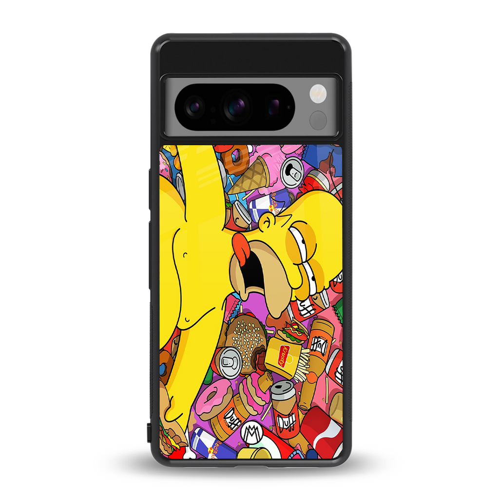 drunk homer simpsons back phone cover | glass case for google pixel 8 pro