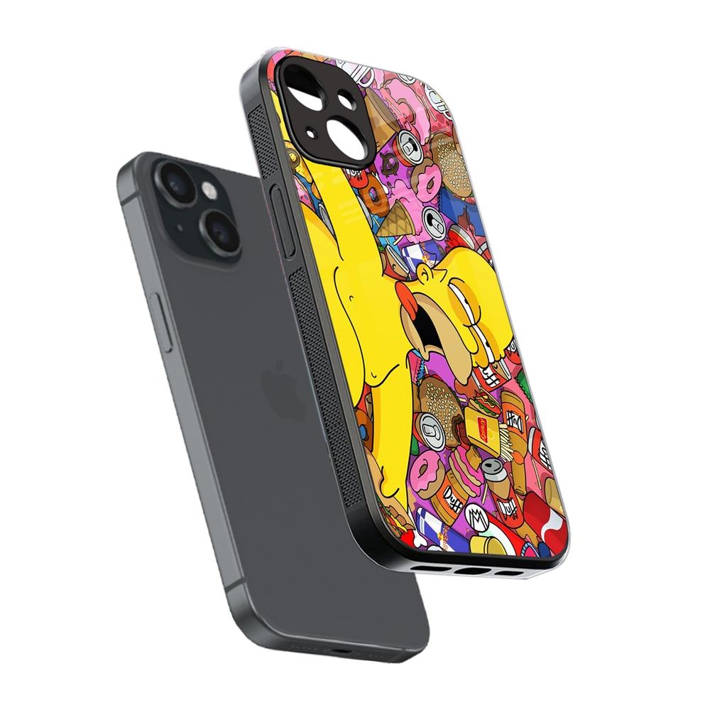 drunk homer simpsons back phone cover | glass case for iphone 15