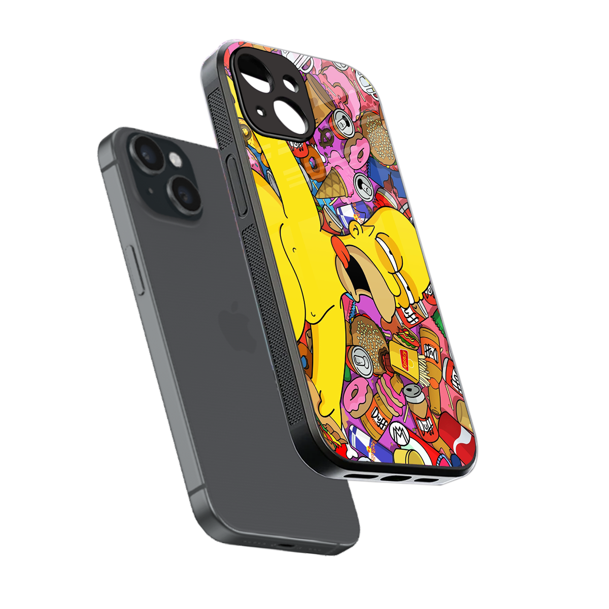 drunk homer simpsons back phone cover | glass case for iphone 15