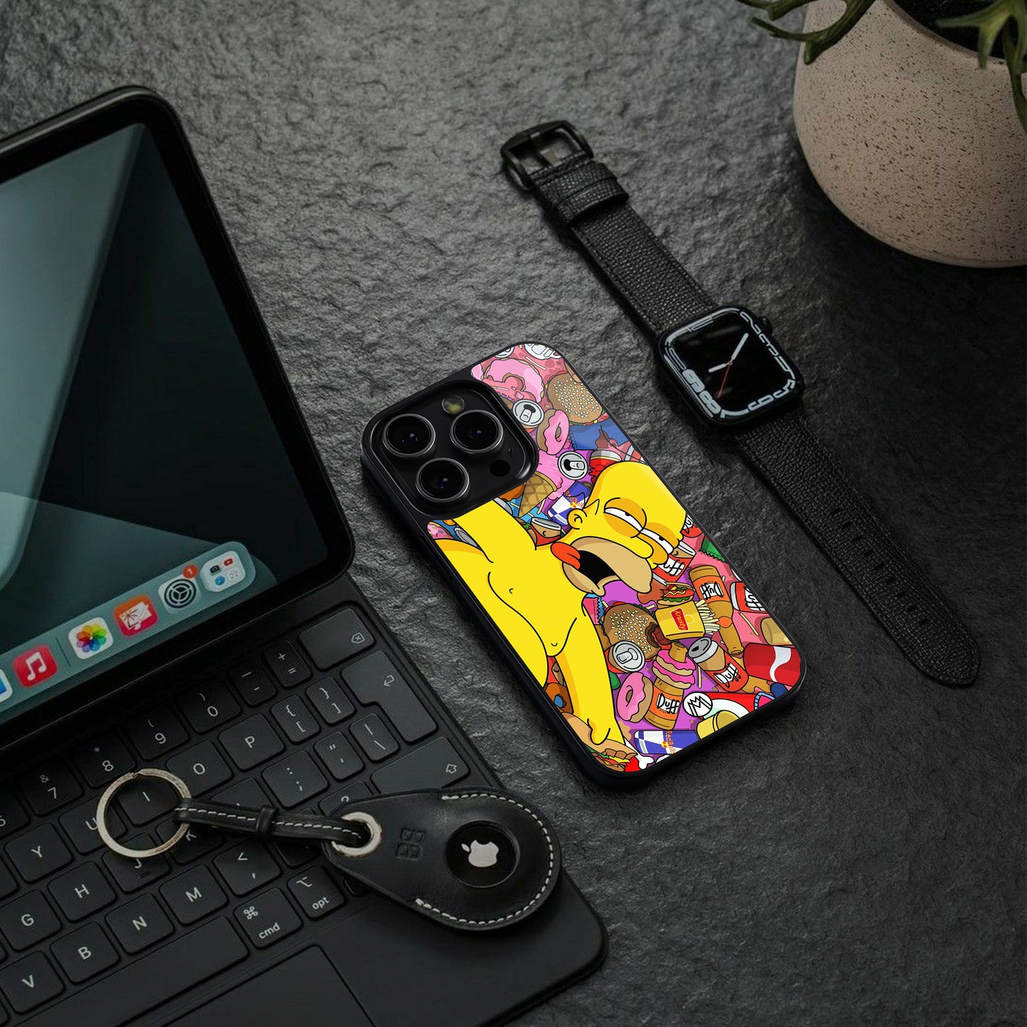 drunk homer simpsons back phone cover | glass case for iphone 15 pro