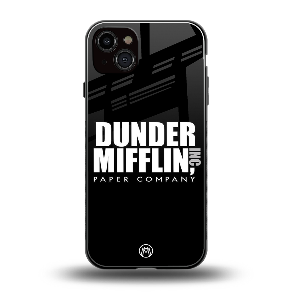dunder mifflin back phone cover | glass case for iphone 15 plus