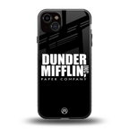dunder mifflin back phone cover | glass case for iphone 15 plus