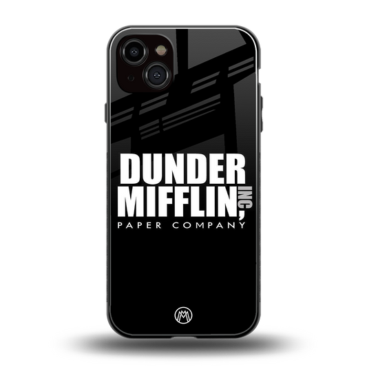 dunder mifflin back phone cover | glass case for iphone 14 plus