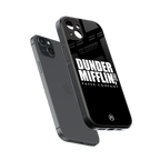 dunder mifflin back phone cover | glass case for iphone 15 plus