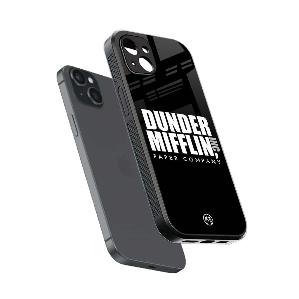dunder mifflin back phone cover | glass case for iphone 14 plus