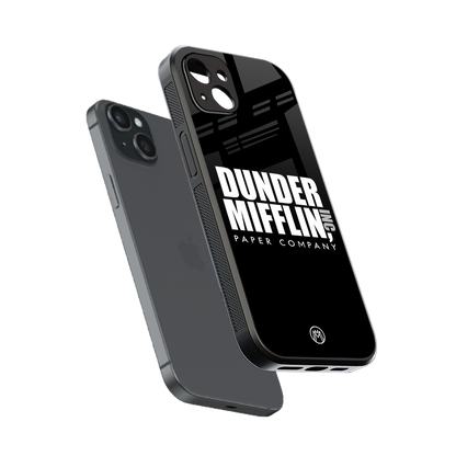 dunder mifflin back phone cover | glass case for iphone 14 plus