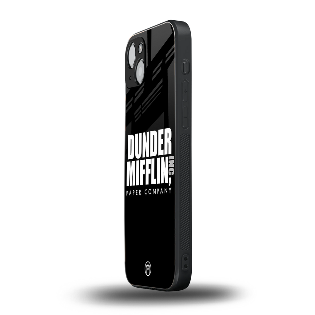 dunder mifflin back phone cover | glass case for iphone 15 plus