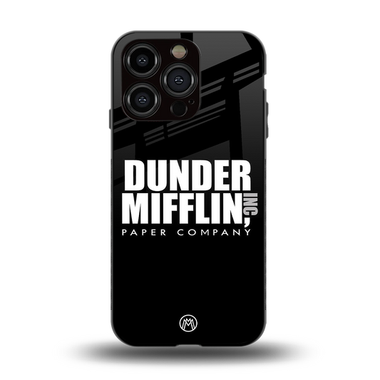 dunder mifflin back phone cover | glass case for iphone 15 pro