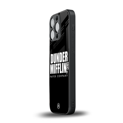 dunder mifflin back phone cover | glass case for iphone 15 pro