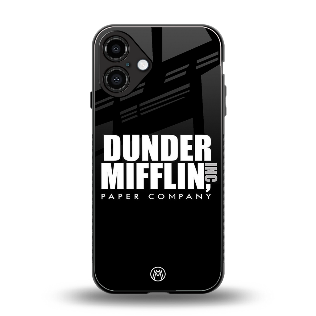dunder mifflin back phone cover | glass case for iphone 16 plus