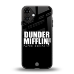 dunder mifflin back phone cover | glass case for iphone 16 plus