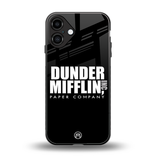 dunder mifflin back phone cover | glass case for iphone 16 plus