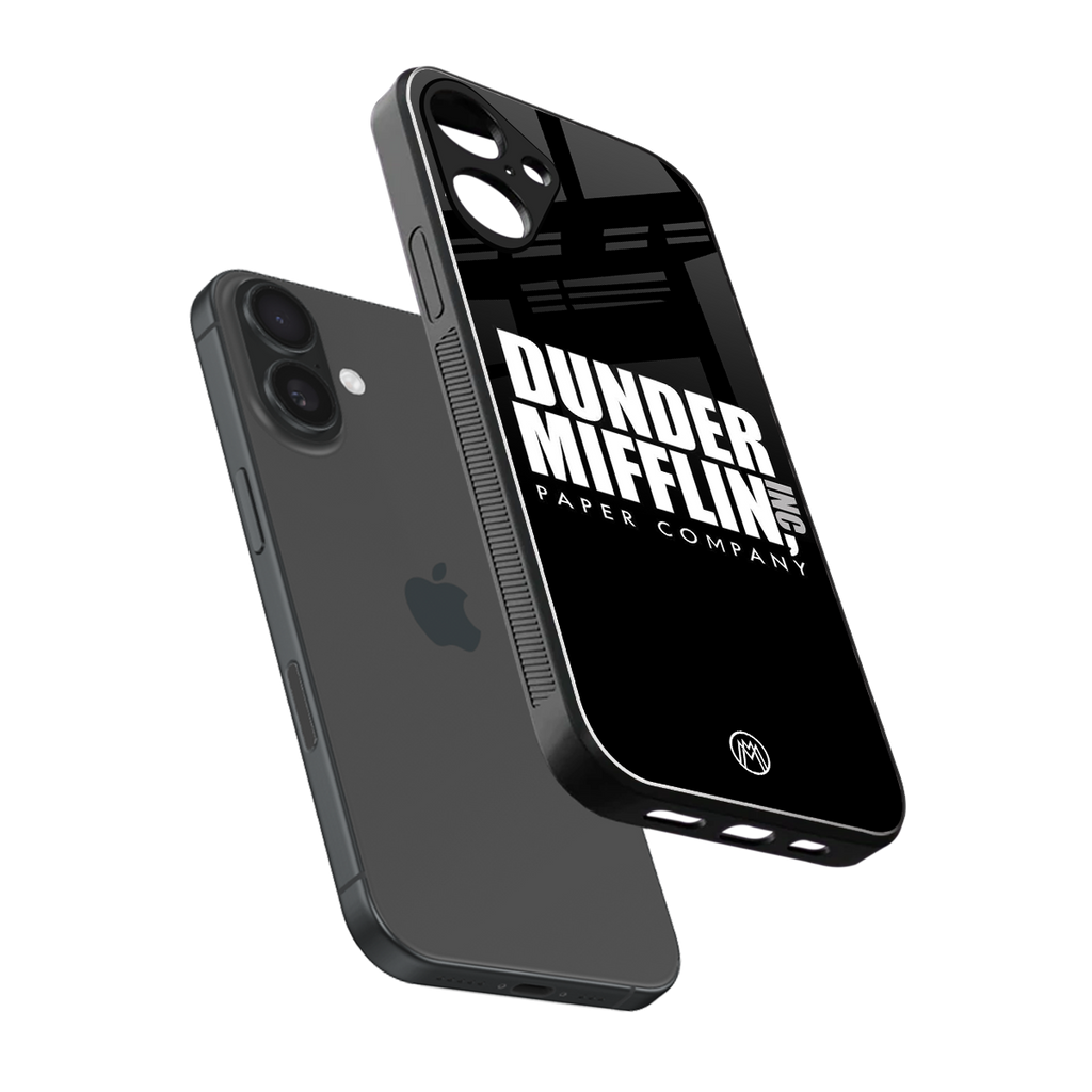 dunder mifflin back phone cover | glass case for iphone 16 plus