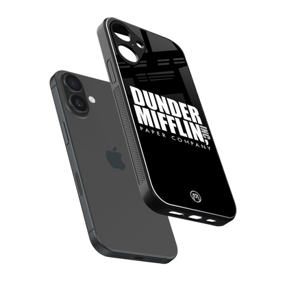 dunder mifflin back phone cover | glass case for iphone 16 plus
