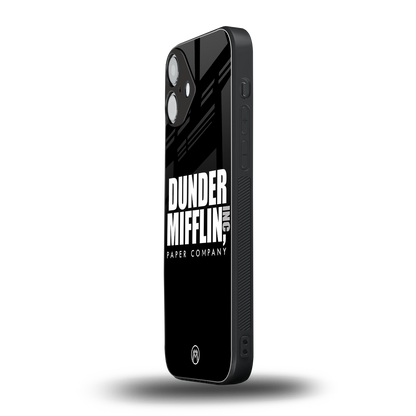 dunder mifflin back phone cover | glass case for iphone 16 plus