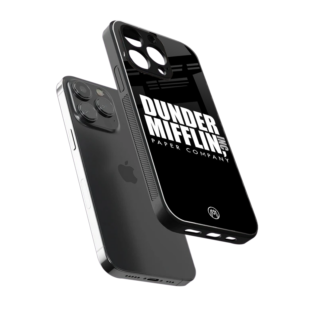 dunder mifflin back phone cover | glass case for iphone 16 pro max