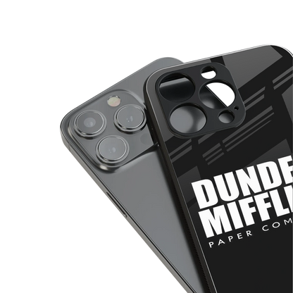 dunder mifflin back phone cover | glass case for iphone 16 pro