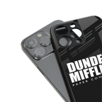 dunder mifflin back phone cover | glass case for iphone 16 plus