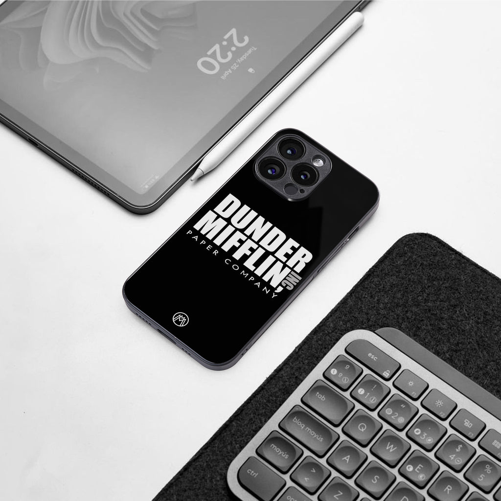 dunder mifflin back phone cover | glass case for iphone 16 plus